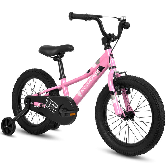 POWANLI  Kids' Bike 16 Inch Wheels, 1-Speed Boys Girls Child Bicycles For4-7Years, With Removable Training Wheels Baby Toys, Front V Brake, Rear Holding Brake