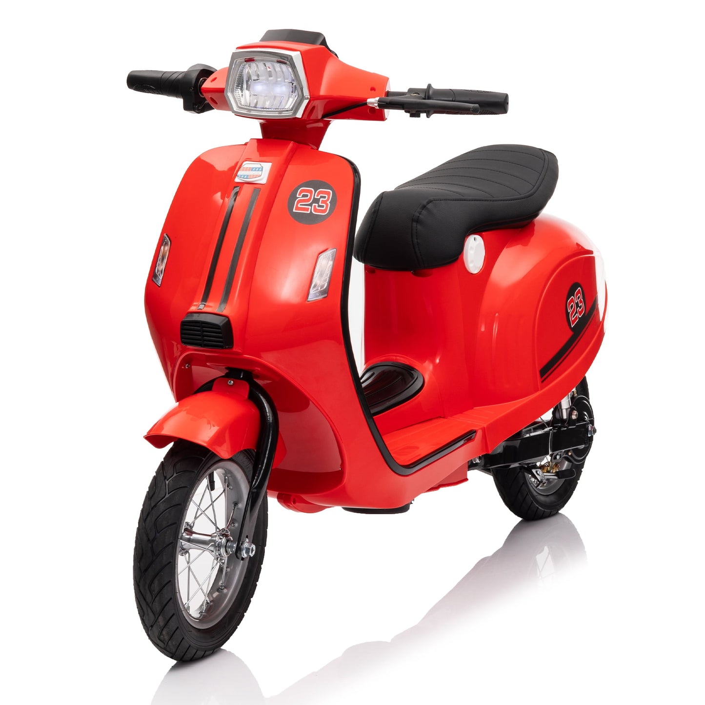 POVANLI 2 Seater 24V Kids Electric Car with Dual Motor&12-inch tires,Slow Start,2 Speeds,Power display,Hand Brake,Bluetooth,USB,MP3,Headlight,Storage Box&Portable Hook for Aged 8-12,Gift(Red)
