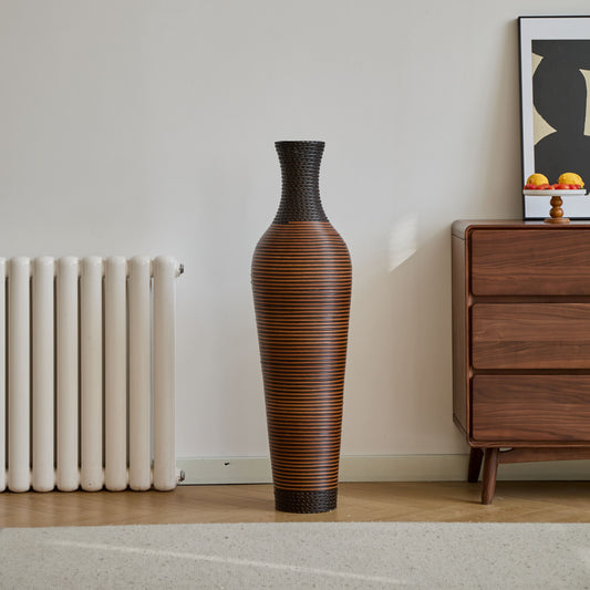 GAKMCIL 39.4-Inch Tall Standing Floor PVC Vase Durable Artificial Rattan Dark Brown Gorgeous Home Decoration Large Classic PVC Vases for Home Living Room, bedrooms and entryways (Dark Brown)