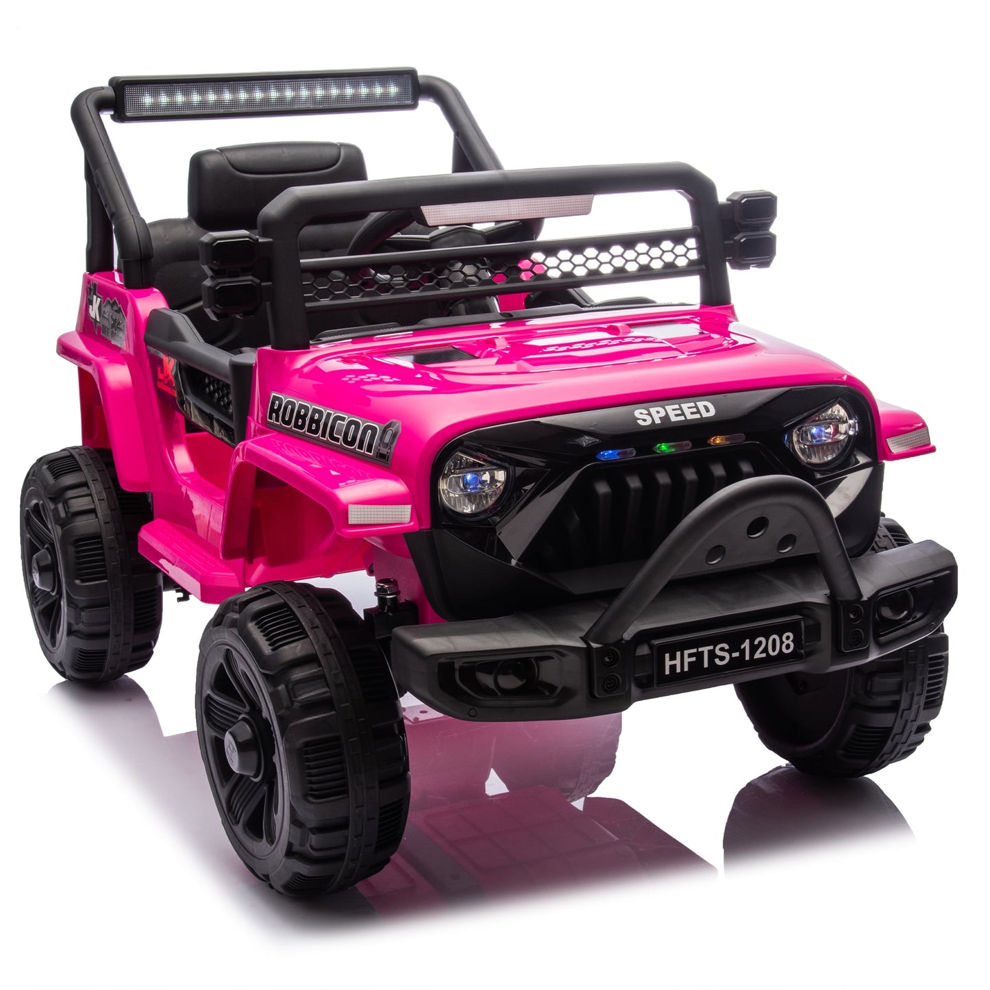 POVANLI 12V Kids Ride On Electric Truck Car W/Parents Control,2WD,Early education function,Adjustable volume,USB,MP3,Bluetooth,Microphone jack,Power display,LED lights for kids aged 1-4(Pink)