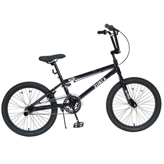 POVANLI 20 Inch BMX Bike for Men and Women, Steel Frame, Aluminum Alloy Rim, 40T Chainring, Anti-skid Pedals, Rear Caliper Brakes, Disc Brake, Gift (Yr 7-10) (Black)