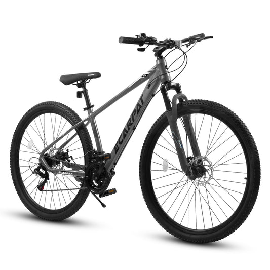 POVANLI 29 Inch Mountain Bike Adult Full Shimano 21 Speed Mountain Bike, Dual Disc Brake, Aluminum Frame Disc Brake, Front Suspension, Mountain biking for both men and women, Gray (Gift)