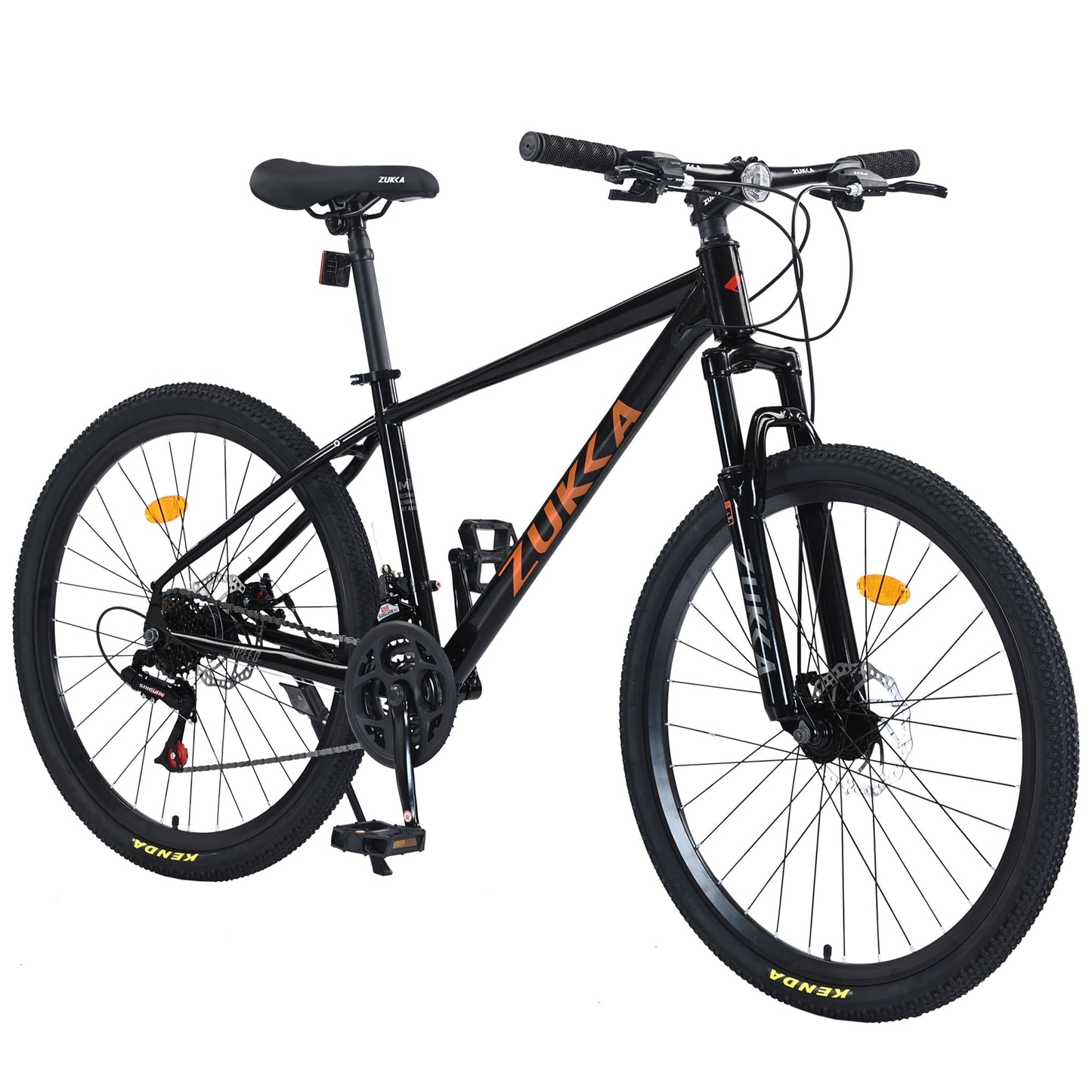 POVANLI Mountain Bike for Men and Women 26 inch 24 Speed Suspension Fork KENDA Tires,Ages 14+, Suitable for commuting to school and city riding, Gift (Black)