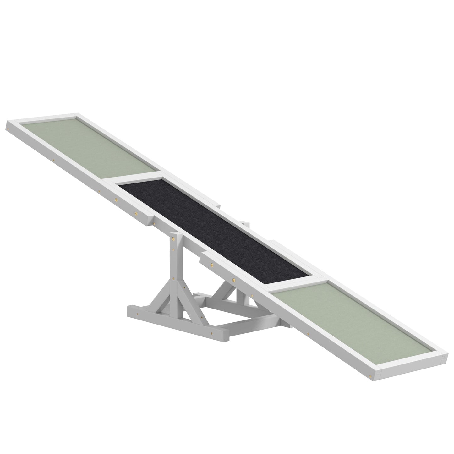POVANLI Wooden Dog Agility Seesaw for Training and Exercise, Platform Equipment Run Game Toy, Weather Resistant Pet Supplies, 71" L x 12" W x 12" H, White