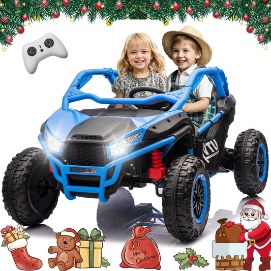 POWANLI 24V 2 Seater Ride on UTV Toy Car for Kids W/Parents Control Remote, Off-Road Electric Vehicles, 400W Super Power 3 Speeds 3.73-4.97MPH, W/Bluetooth Music, Horn, Gift for 3-8 Boy&Girl(Blue)