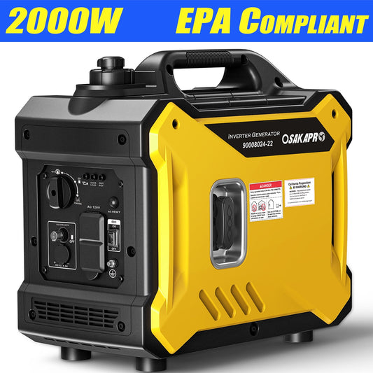 POWANLI 2000W ultra-quiet gas engine,Portable Inverter Generator, EPA Compliant, with Carrying Handle, ultra light for Backup Home Use & outdoor Camping,Yellow