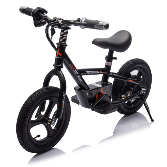 POVANLI 24V Kids Ride on Electric Toy Dirt Bike, 150W Electric Balance Bike with Key Start, Slow Start, Power Display, Adjustable Seat Height, Hand-Operated Brakes for 3+ Children Gift (Black)