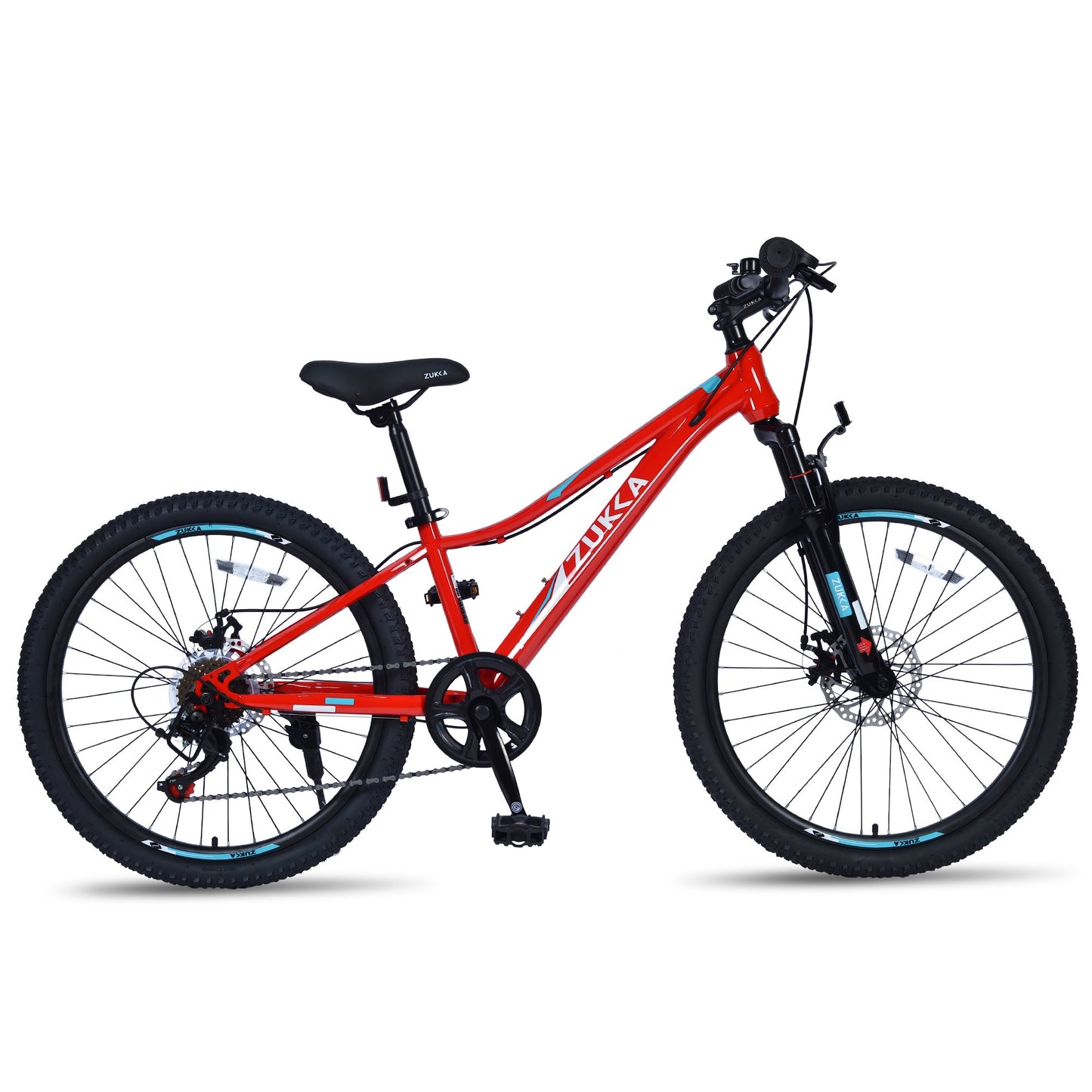 POVANLI 24 Inch Mountain Bike 6 Speed Suspension Fork,Inflatabll Rubber Tires,Aluminum Alloy Rim,Steel Frame,Dual Disc Brake,Suitable for commuting to school and city riding,Gift(Yr 9-12)(Red)
