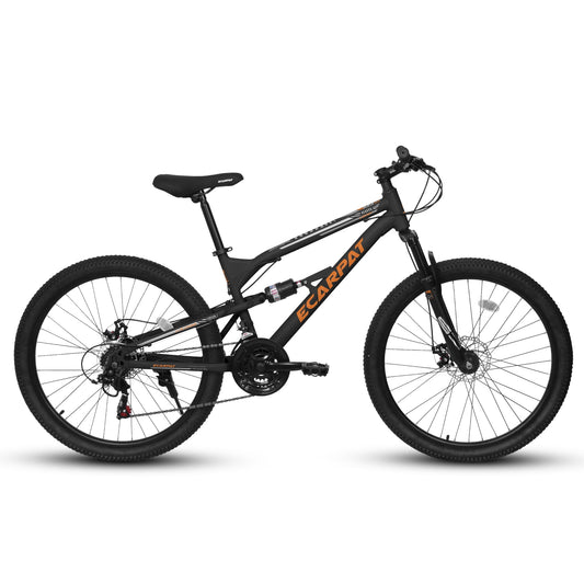 POVANLI 26 Inch Mountain Bike Full Adult Shimano 21 Speed Mountain Bike, Dual Disc Brake, Aluminum Frame Disc Brake, Front Suspension, Mountain biking for both men and women, Black (Gift)