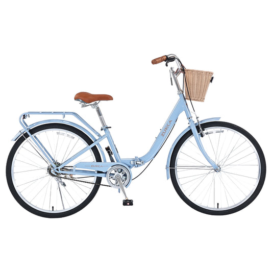POVANLI 26" Single Speed Folding Lady Bike,Durable Steel Frame Women Bike,Compact Design for Easy Storage and Commuting