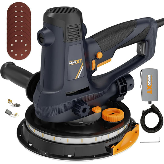 POVANLI 810W Electric Handheld Drywall Sander, 7A Motor Dustless Floor Sander with Variable Speed 1500-2800RPM, LED Light,Upgraded Pad, Adjustable Suction Orange