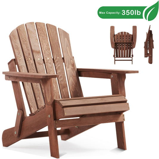 GAKMCIL Oversize Wooden Folding Adirondack Chairs, Premium Hemlock Wood, Weather Resistant Weathered Wood, Max load 350lb for Outdoor, Garden, Patio, Lawn, Backyard Deck, Fire Pit Chairs, Coffee