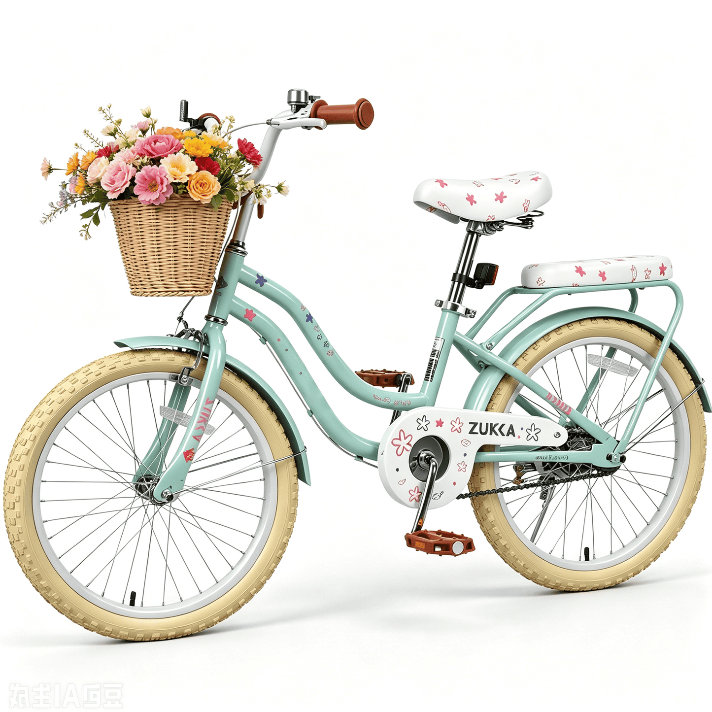 POVANLI 20" Girls Bike with Basket for 6-8 Years Old,No Training Wheels Included Gift Green