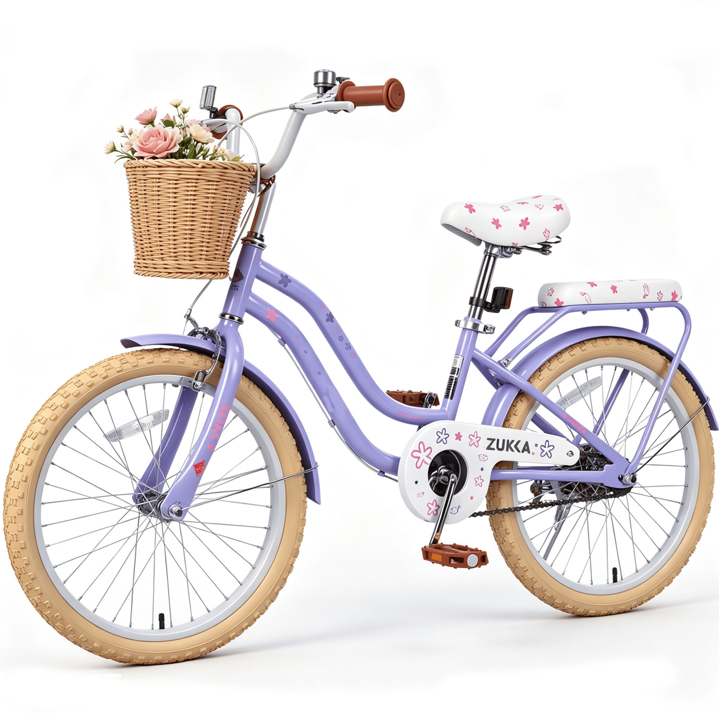 POVANLI 20" Girls Bike with Basket for 6-8 Years Old,No Training Wheels Included Gift Purple