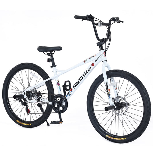 POVANLI 26 Inch BMX Bicycle for Adult, 14+ Years, Disc Brakes, Steel Frame