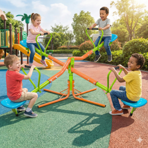 POWANLI 300lbs Kids Seesaw Teeter Totter Spinning Kids Outdoor Playground Equipment, Swiveling 360 Degrees Rotating for Kids 3-10