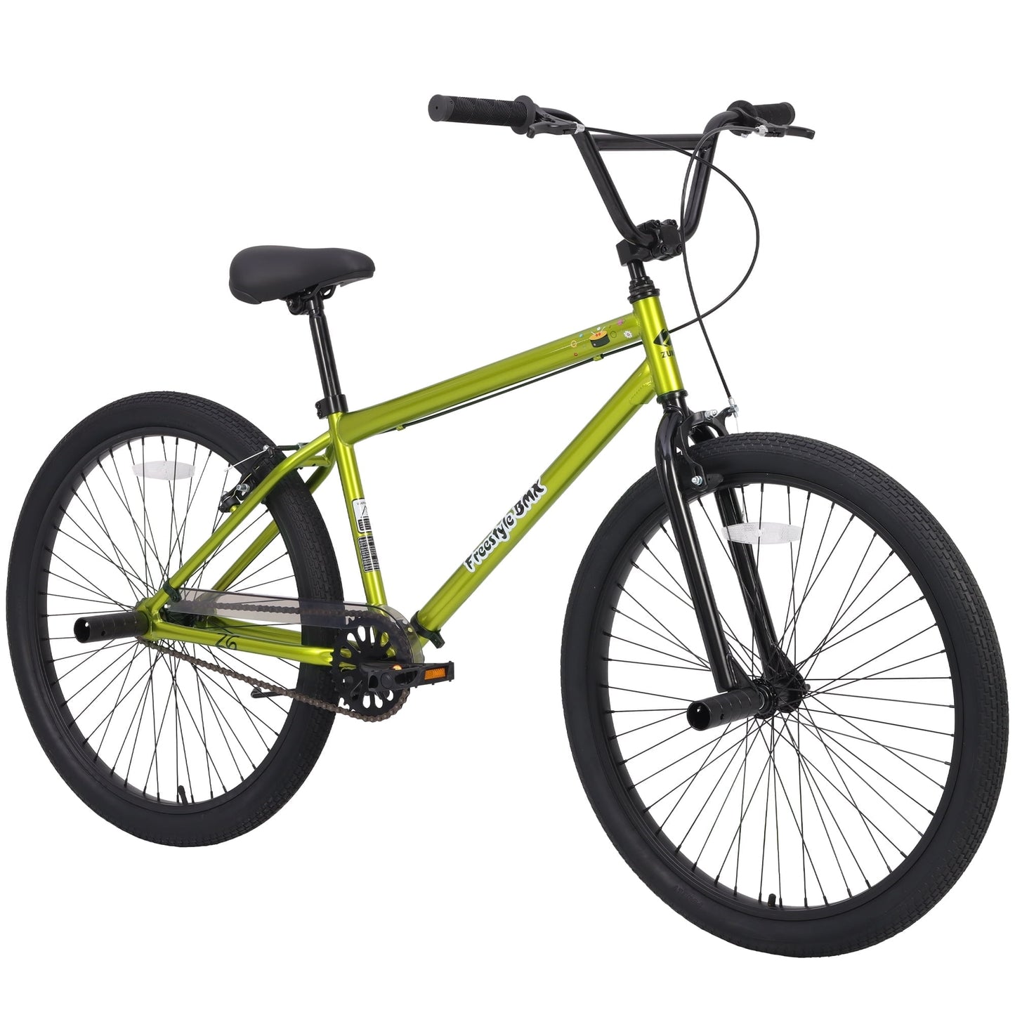 POVANLI 26 Inch reestyle BMX Bike Double Disc Brakes Single Speed Bicycle for Adult Age 13+ Years,Fits Riders 3'2"-4'2",15 inch Frame,Gift(Green)