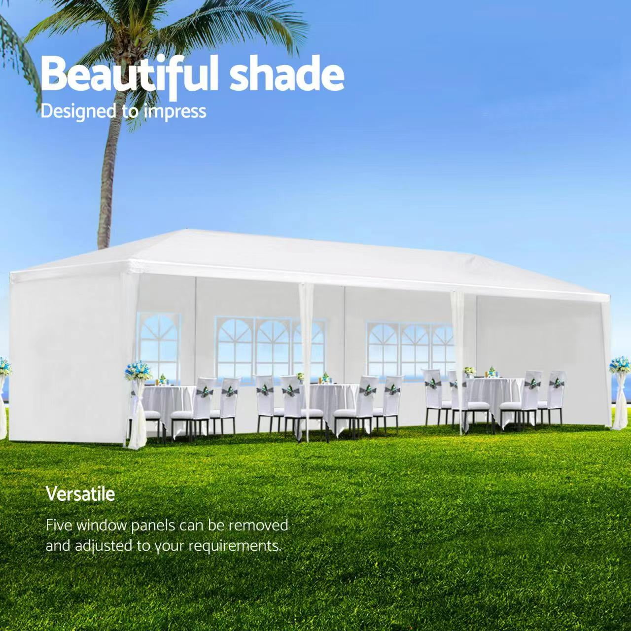 POWANLI 10x30' Wedding Party Canopy Tent Outdoor Gazebo with 5 Removable Sidewalls