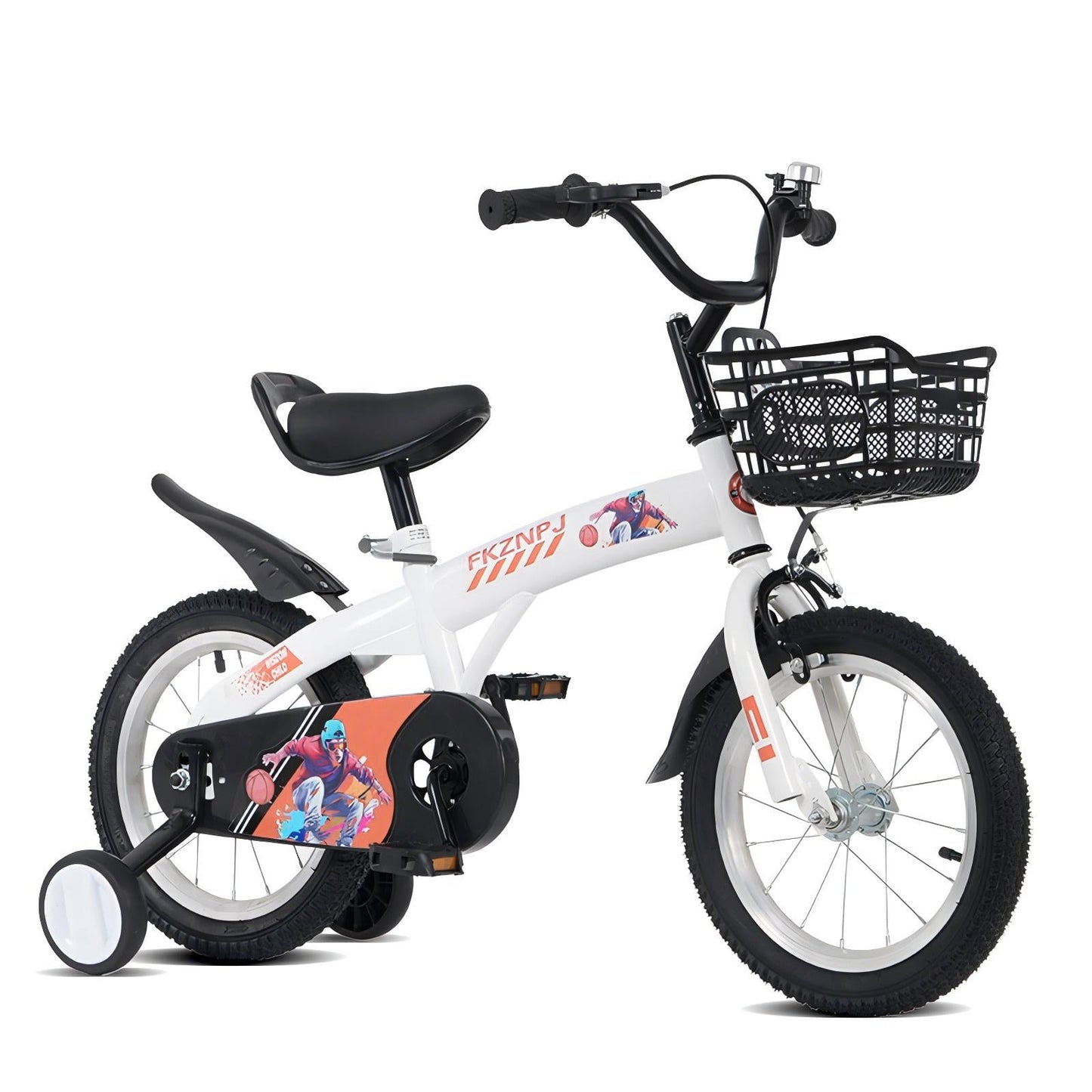 POWANLI 16 inch kids bike with training wheels and stand Adjustable saddle Suitable for boys and girls aged 4-8 years tall Height 41-53 inches,around 85% assembled body,With storage frame,Gift(White)