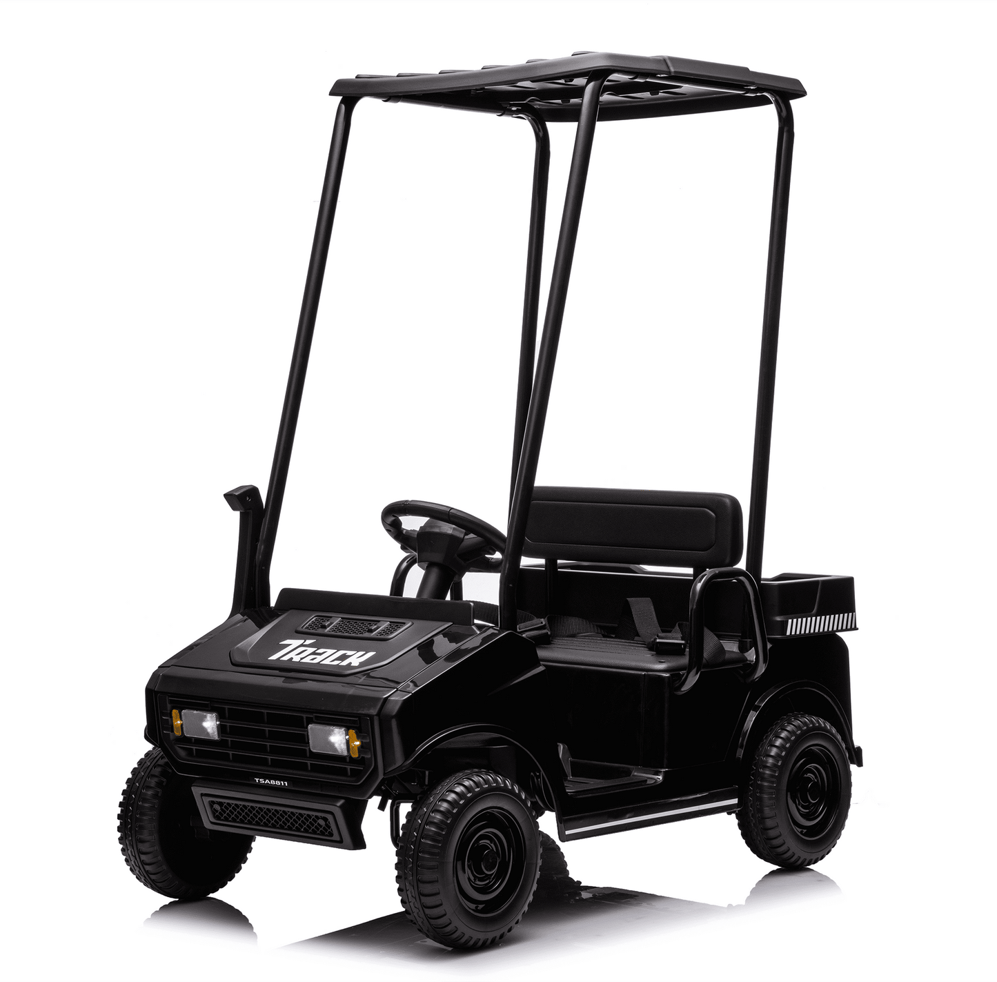 POVANLI 2 Seater 24V Kids Ride on Electric Car W/Parents Remote Control,Dual-Motor Drive,Slow Start,Removable Canopy,Rear Storage Box,LED Lights,MP3,USB,Bluetooth for Children Aged 3-5,Gift(Black)