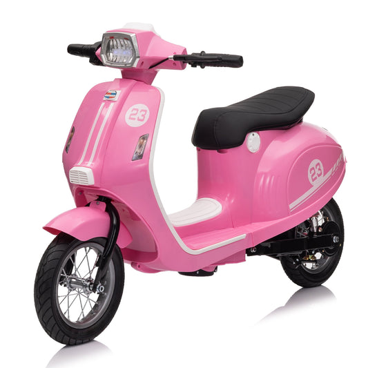 POVANLI 2 Seater 24V Kids Electric Car with Dual Motor&12-inch tires,Slow Start,2 Speeds,Power display,Hand Brake,Bluetooth,USB,MP3,Headlight,Storage Box&Portable Hook for Aged 8-12,Gift(Pink)
