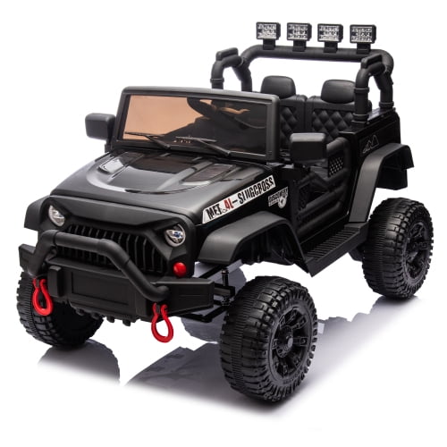 POWANLI 24V Kids Ride on Truck Car,2 driving Modes,Kid manual control, W/Parents 2.4G Remote Control, 400W Powered Toy Car up to 5 mph, w/ Spring Suspension, 3 Speeds,LED Lights,Bluetooth Music,Black