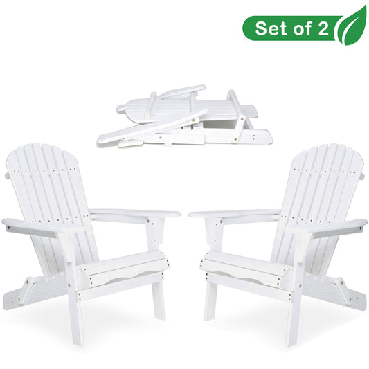 GAKMCIL Folding Adirondack Chairs (Set of 2), Solid Cedar, Weather Resistant Weathered Wood, Quick Assembled for Outdoor, Garden, Patio, Patio Seat, Lawn, Backyard Deck, Fire Pit Chairs. White