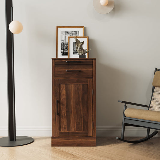 GAKMCIL Stackable Modular Wine Cabinets, Wine Bar Cabinet with Hutch - Spacious Drawers & Shelves for Dining, Living, or Home Office (Walnut Brown) (17.80L * 15.95"W * 35.43"H)