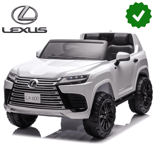 POWANLI 2 Seater 24v Ride On Truck for Kids, LEXUS LX600 Kids Car with Parents Control, Bluetooth, MP3, Music, Adjustable Volume, Power Display-Licensed LEXUS, Silver