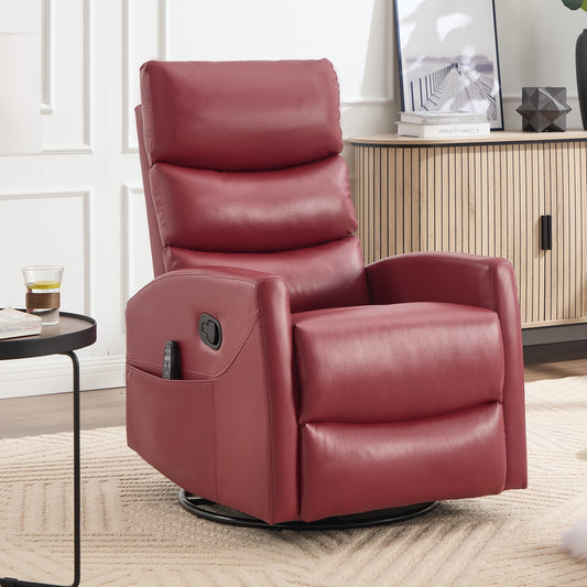 GAKMCIL Manual Recliner Rocking Chair with Massage and Heating, 3 massage modes, 8 vibrating nodes (back, lumbar, thighs, legs), 15/30/60 minute timing function, Max load 400lb, Gift (Red)