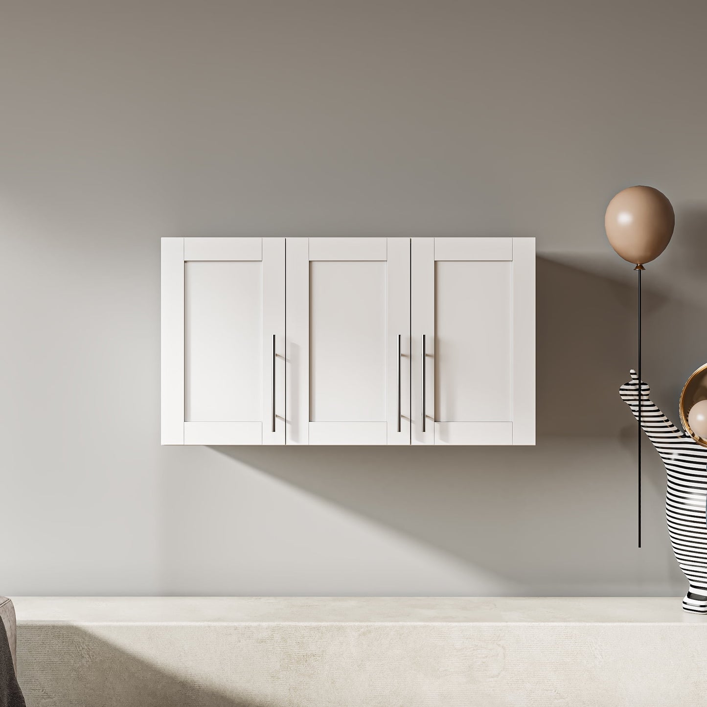 GAKMCIL Stackable Wall Mounted Storage Cabinet(15.75"*35.43"*19.69") with 2 movable partitions, 6 stop height adjustment, Load capacity: 100 kg for Kitchen, Living Room, Dining Room, office, White