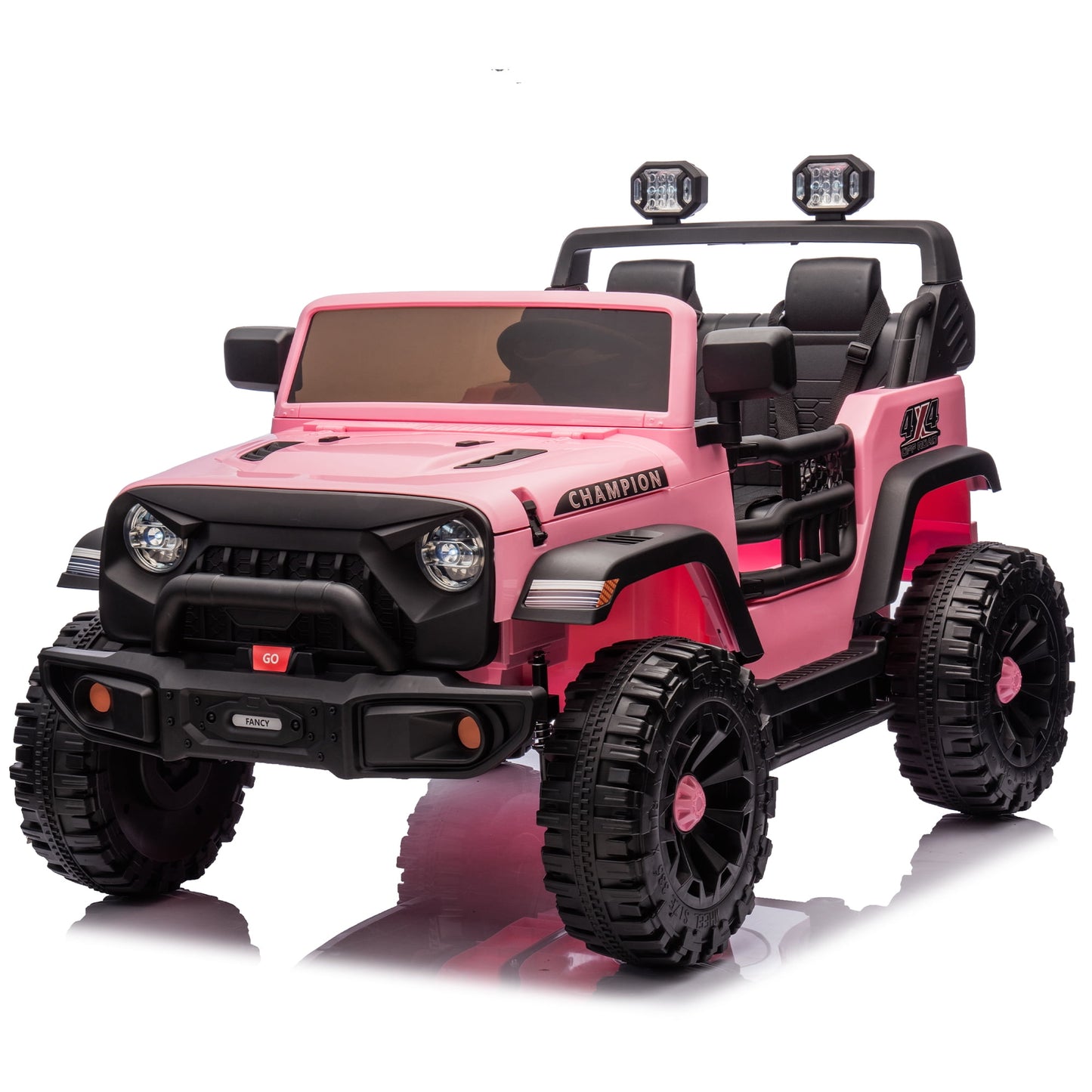 POWANLI 24V 2 Seater Kids Ride on Real Jeep Toy Car W/Parent Remote, Electric Truck w/400W super Moter, Multifunctional Dashboard, 3 Speeds, Max speed 4.35MPH, Bluetooth, Gift for 3-8 Boy&Girl(Pink)