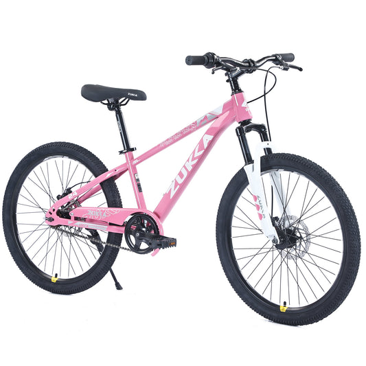 POVANLI Mountain Bike,24 Inch MTB for 9-12 Yr, Blackish Green ( Pink)