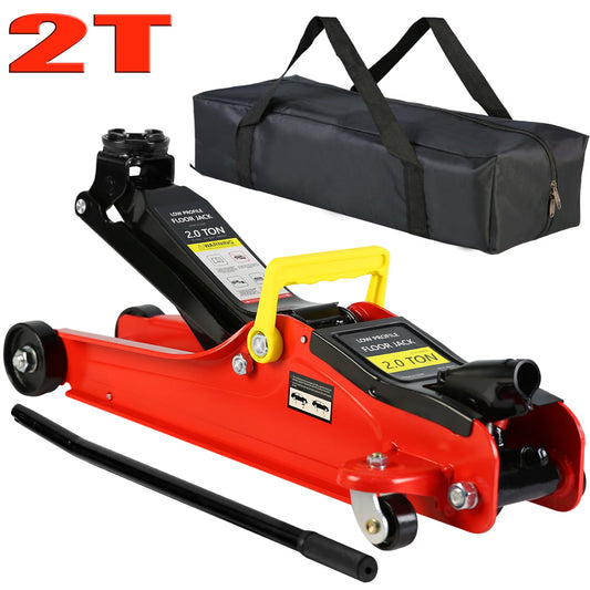 POWANLI Floor Jack, 2 Ton Low Profile Floor Jack, Heav yDuty Steel Racing Floor Jack with Single Piston QuickLift Pump, Floor Jack Lifting Range 3.3"-15.2"