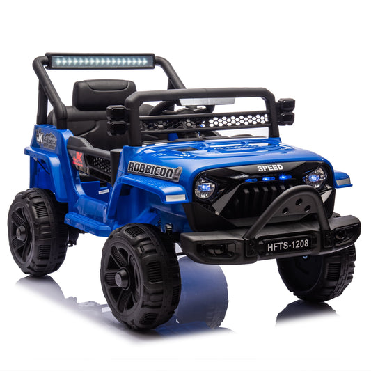 CAMSCH 12V Kids Ride On Electric Truck Car W/Parents Control,2WD,Early education function,Adjustable volume,USB,MP3,Bluetooth,Microphone jack,Power display,LED lights for kids aged 1-4(Blue)