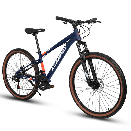 POWANLI 27 inch wheel Mountain Bike Bicycle, Dual Full Suspension, Aluminium Frame for Mens Womens, Go to School/Work with 21-Speed Disc Trail Commuter City Beach Bicycles, Gift(Blue)