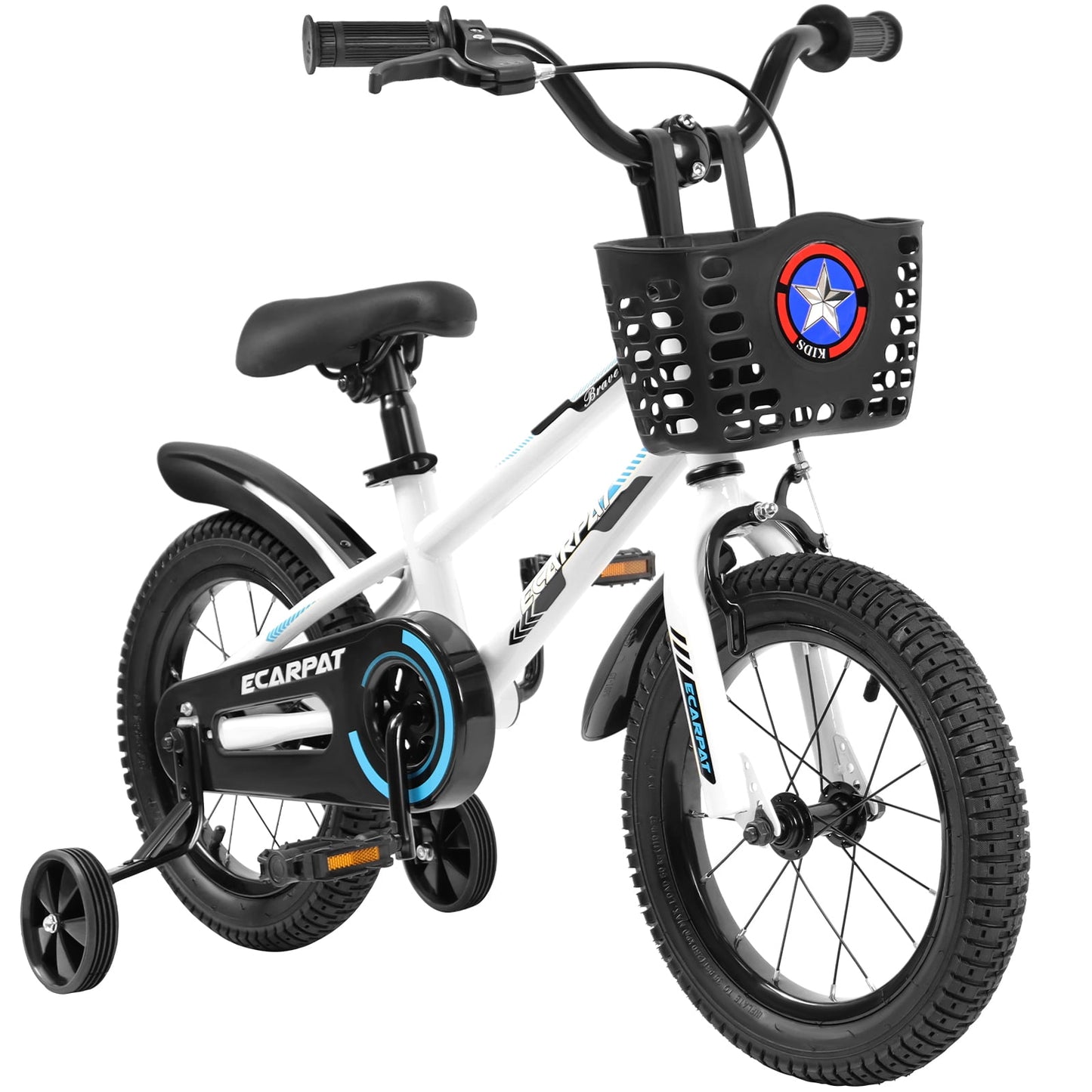 POWANLI 16“ Kids Bike With Removable Training Wheels And Adjustable Seat Post for Boys Girls Ages 4-8 Years White Color