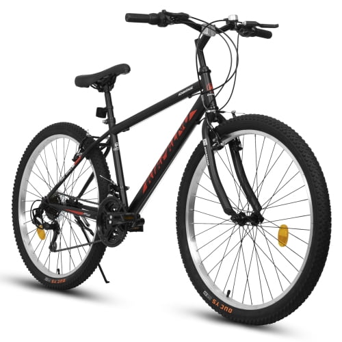 POVANLI 26" Mountain Bike,21-Speed Dual V-Brake Mountain Bike,Ergonomic High-Carbon steel Frame Black