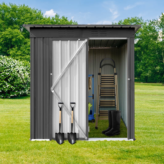 Aurlrtil 5 x 4FT Outdoor Metal Storage Shed for Garden,Lawn Grey