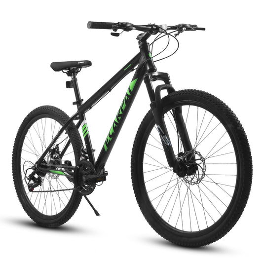 POVANLI  27 Inch Mountain Bike Adult/ Full Shimano 21 Speed Mountain Bike, Dual Disc Brake, Aluminum Frame Disc Brake, Front Suspension, Mountain biking for both men and women, Black (Gift)