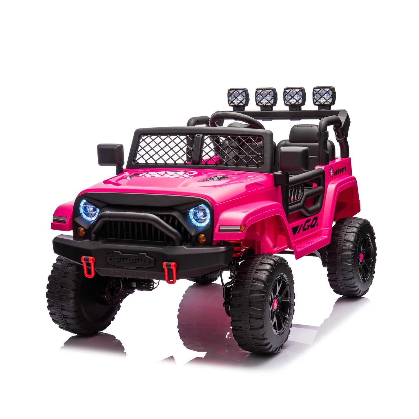 POWANLI 24V 2 Seater Kids Ride on Truck Toy Car W/Parent Remote, Electric Truck for Kid w/ 4DW Moter, 3 Speeds, Multifunctional Dashboard, Bluetooth Music, USB, Toy Gift for 3-8 Boy Girl(Pink)