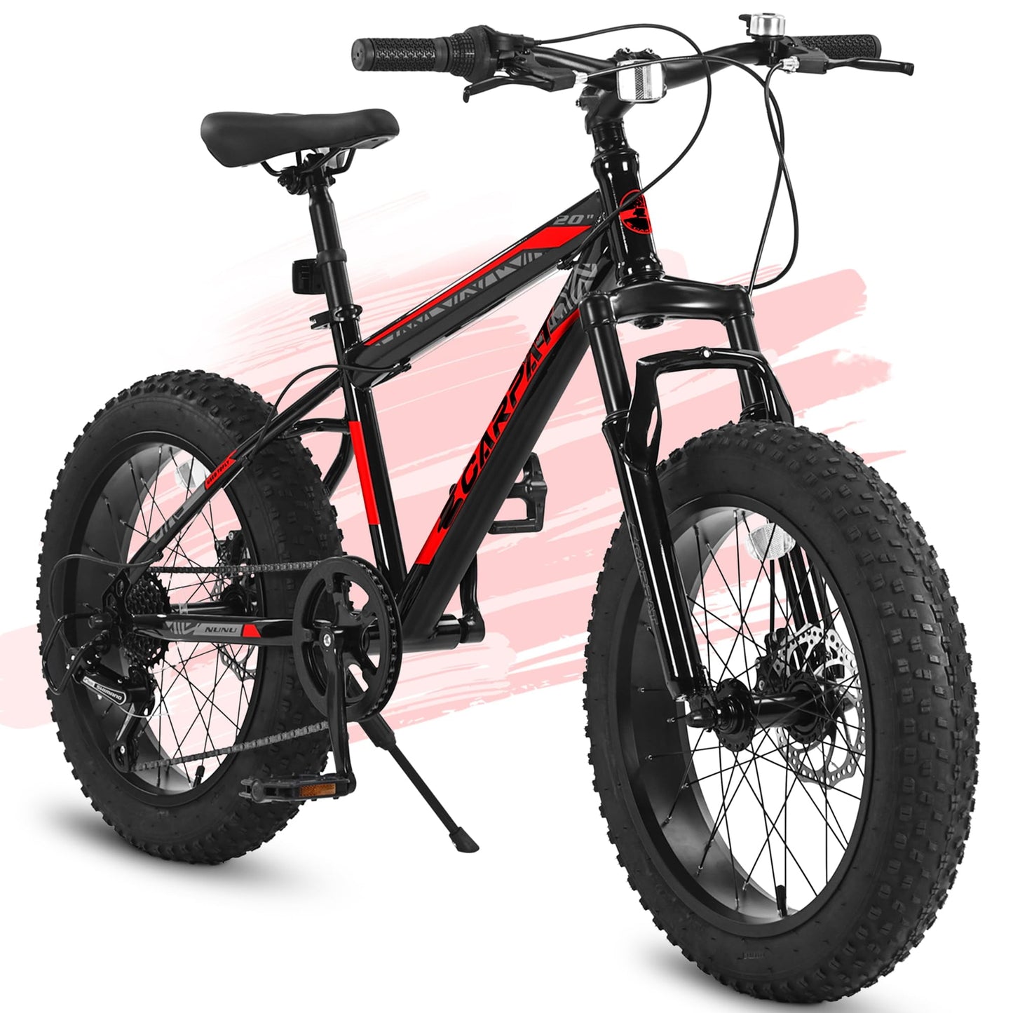 POWANLI Kids Bike 20" Wheels 4" Wide Fat Tire Snow Mountain Bike Ages 8-12 Year Old, Steel Frame, 7 Speed Teenager Children Kids' Bicycles