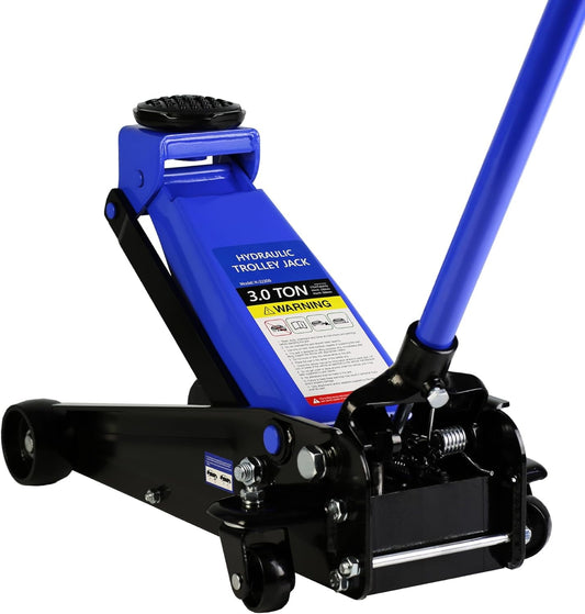 POWANLI 3 Ton (6600 lb) Low Profile Floor Jack,Professional Low Profile Hydraulic Jack, Heavy Duty Steel Racing Floor Jack with Single Piston Quick Lift Pump,Lift Range 5.1"-20" Blue