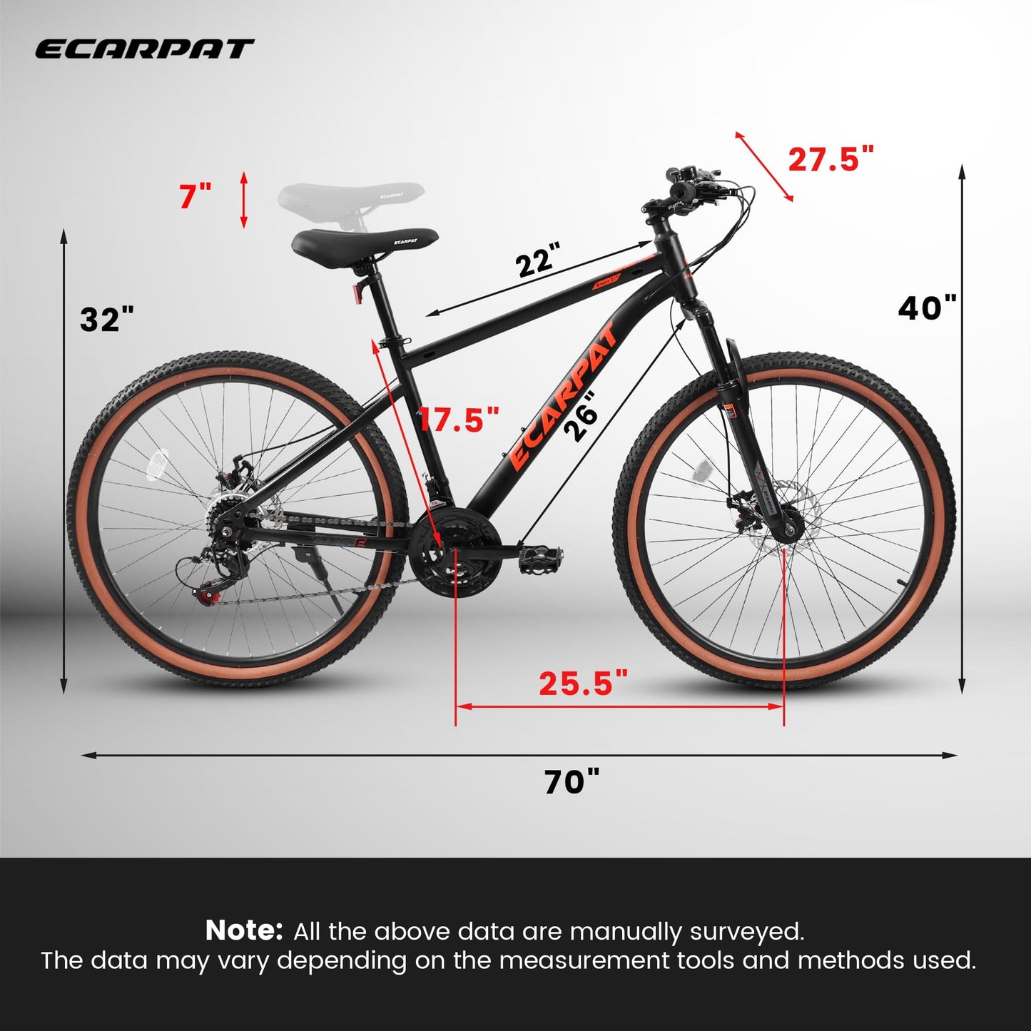 POWANLI 27.5" Mountain Bike for Men Women, 21-Speed Trail Commuter City Mountain Bike, Frame Ergonomic High-Carbon steel Frame, Sport Cycling MTB Bicycle for Adult Youth and couple