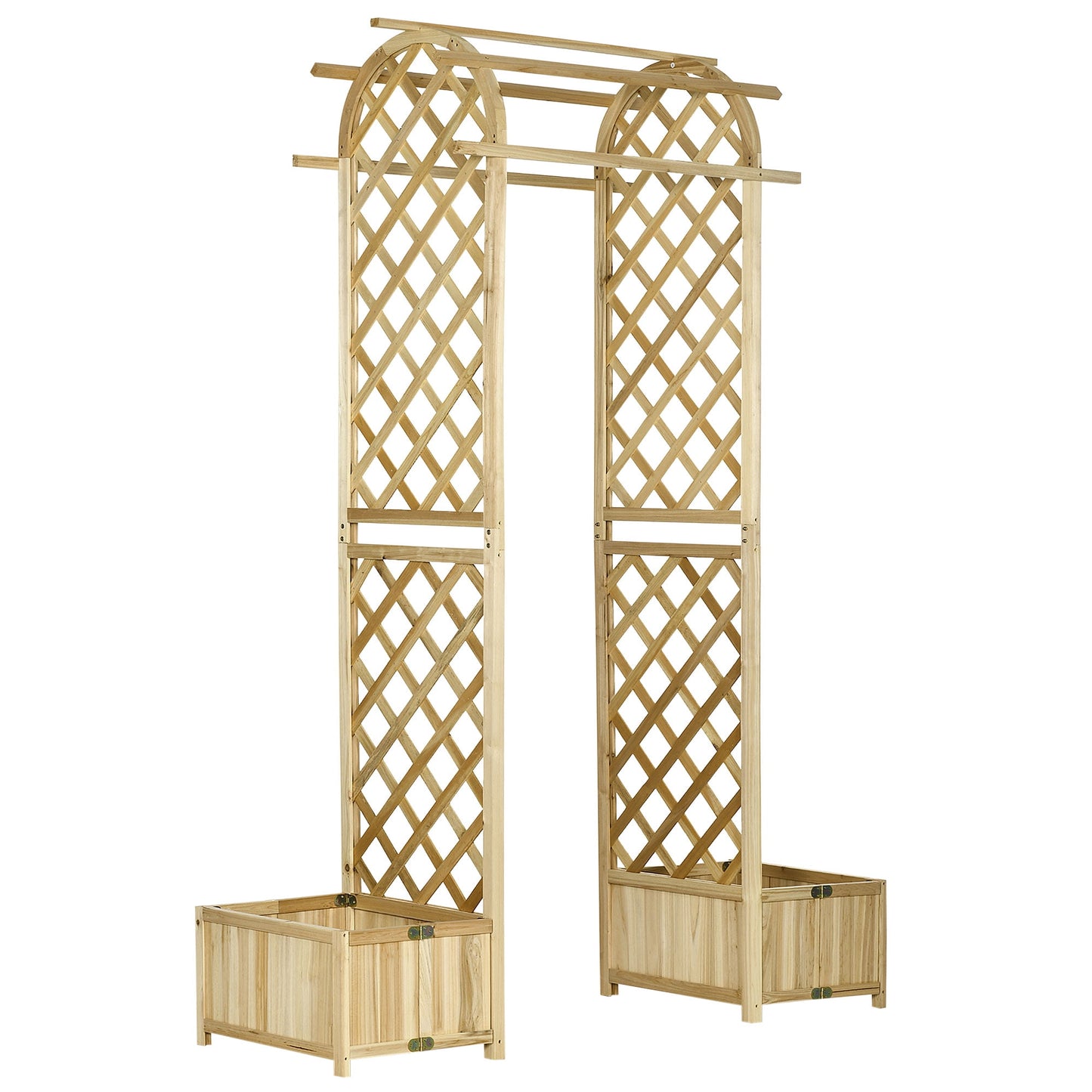 POVANLI 92.5'' Wooden Wedding Garden Yard Arc top Arch Arbor with Trellis, Pergola Arch for Climbing Plants & Trellis Design, Wedding Arch for Ceremony, Brown, 65.30''(L) x 21.3''(W) x 92.50''(H)