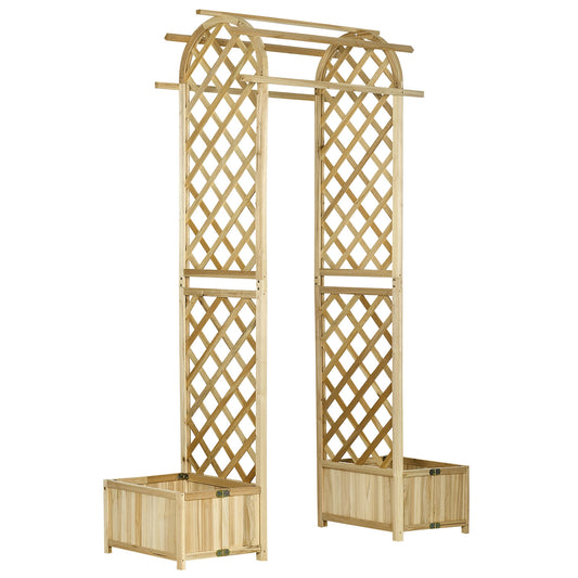 POVANLI 92.5'' Wooden Wedding Garden Yard Arc top Arch Arbor with Trellis, Pergola Arch for Climbing Plants & Trellis Design, Wedding Arch for Ceremony, Brown, 65.30''(L) x 21.3''(W) x 92.50''(H)