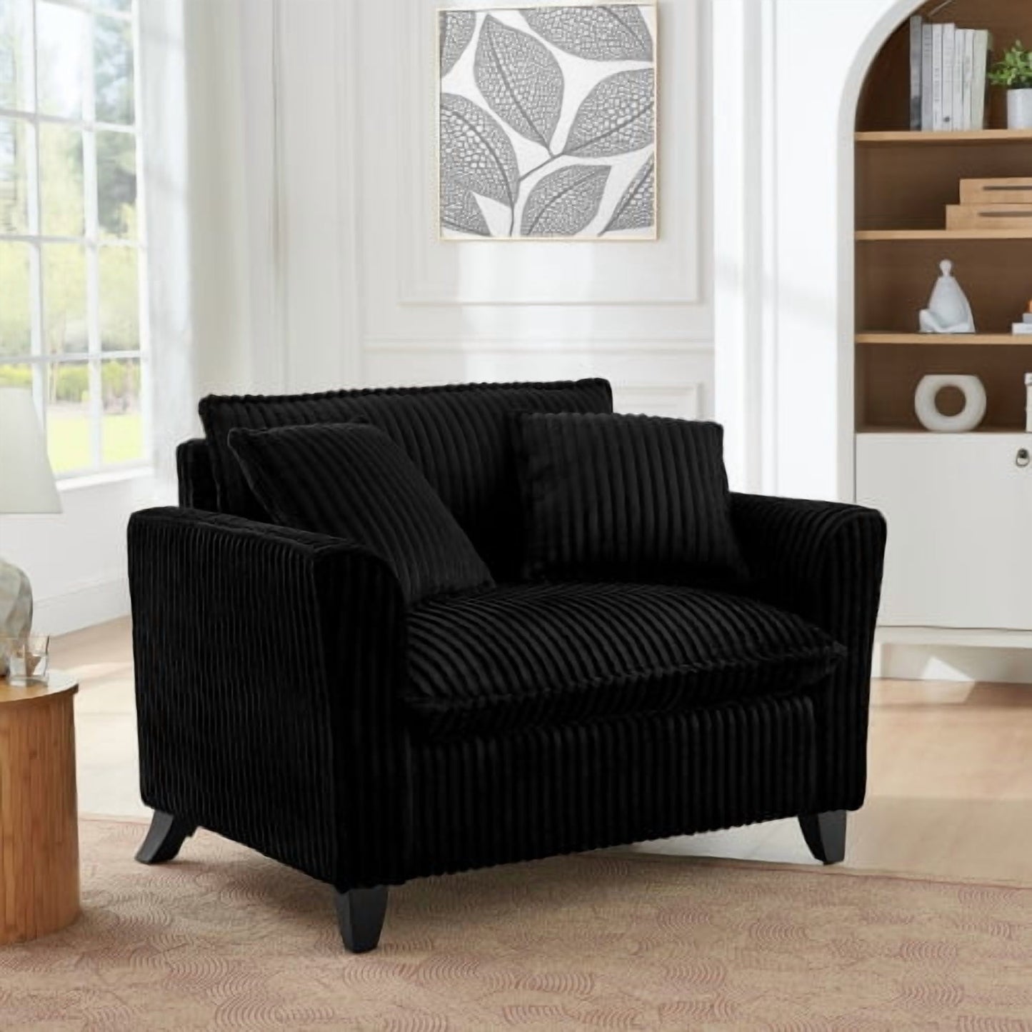 GAKMCIL Sofa Couch with Pillow/Backrest,Lazy Sofa Chair with Armrest,Versatile Seating for Reading Gaming,Single,Black