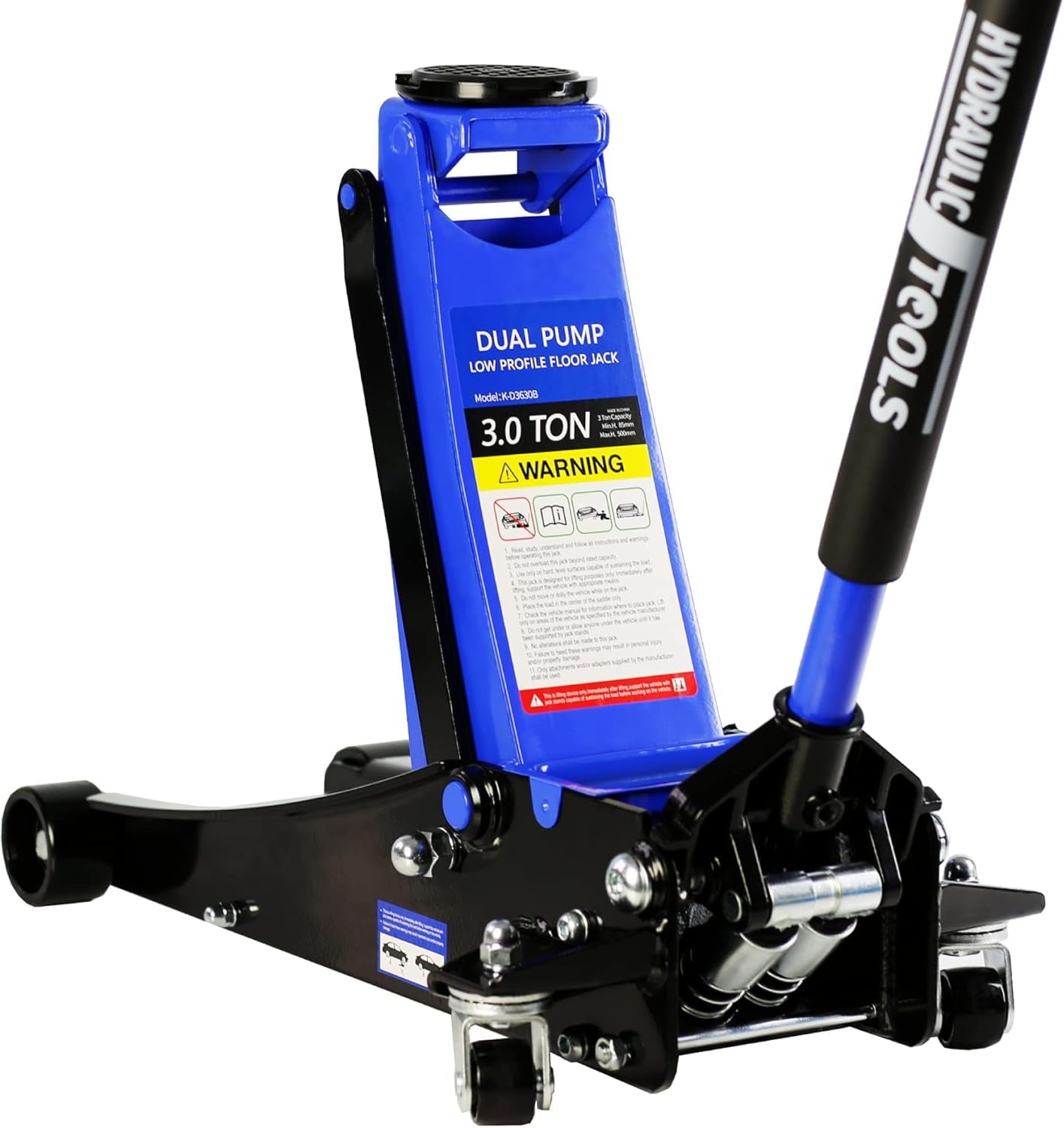 POWANLI 3 Ton (6600 lb) Low Profile Floor Jack,Professional Low Profile Hydraulic Jack, Heavy Duty Steel Racing Floor Jack with Dual Piston Quick Lift Pump,Lift Range 3.3"-19.7" Blue