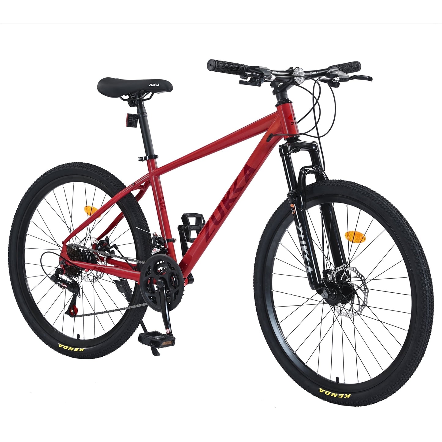 POVANLI  26 inch Mountain Bike 24 Speed Suspension Fork 26*1.95 Inflatable rubber tires for Men/Women,Double Disc Brakes,85% assembled,Adults ages 14+,Gift(Red)