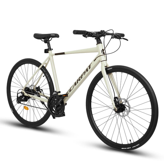 POVANLI 700c Road Bike for Men Women,24-Speed L-TWOO Disc Brakes,Reaching 85% assembly,Light Weight Aluminum Frame,Racing Bike City Commuting Road Bicycle for Adults teenager ages 14+,Gift(Cream)